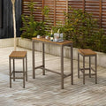 Set da pranzo all'aperto Teak Alu Patio, 3 pezzi, 39 pollici., 3 pezzi, 39 in, Marrone, Set bistrot