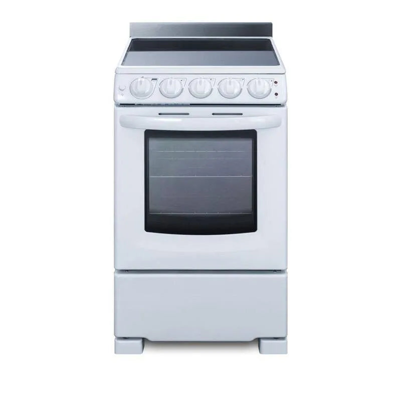 Summit Appliance, 20 in. 2, 3 cu. ft. Slide-In Gamma elettrica in bianco, Camera elettrica del forno del sole, 2.3 cu. ft
