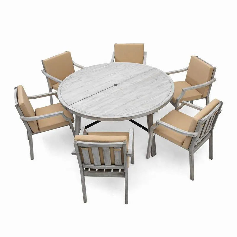 Antiquariato grigio legno esterno set da pranzo 7 pezzi, patio
