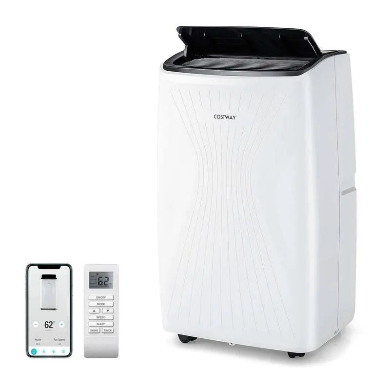 Condizionatore d'aria BTU portatile, Design compatto portatile, Funzione di calore, WiFi, 450 mq Ft, Bianco