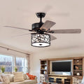 Ventilatore da soffitto, 52 in., Telecomando, interno, reversibile, con telecomando, nero opaco, Ventilatori da soffitto con luce