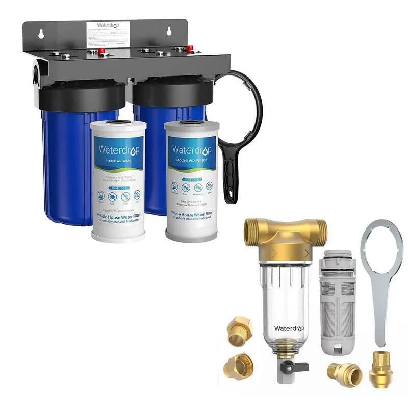 5-Stage Sistema di filtro dell'acqua della casa intera, filtrazione a 5 stadi con filtri di carbonio e di sedimentazione, Blu, Sistemi di filtro dell'acqua della casa intera