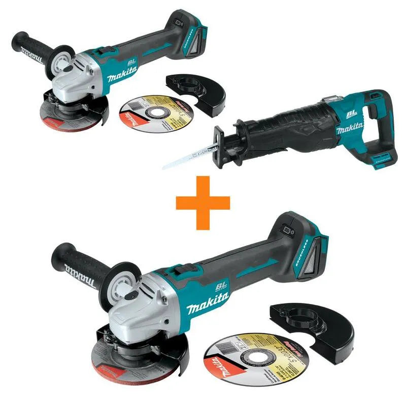 Makita, 5 in., 18V LXT senza spazzole 4-1/2/5 in. Tagliare-Off/Angle Grinder e 18V LXT senza spazzole Recipro Sega con bonus 18V LXT senza spazzole Grinder, 18V