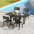 Set da pranzo all'aperto in alluminio di pezzi 5 pezzi, 63 in., Stackable, Estensione e sedia impilabile