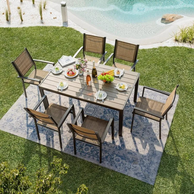 Set da pranzo all'aperto in bronzo di pezzi 7 pezzi, Alfresco