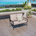 Seat di amore, all'aperto, patio in metallo nero con cuscini beige
