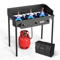 Cuocere a gas Propane all'aperto ad alta pressione 3-Burner, Propane liquido, 225000 BTU, Stufa da campeggio 3-Burner con Windpanel, 225,000 BTU