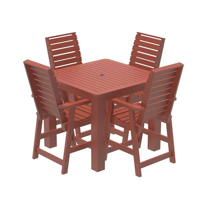Set da pranzo contatore esterno in plastica riciclato 5 pezzi, Glennville, Nero, Set da pranzo da esterno