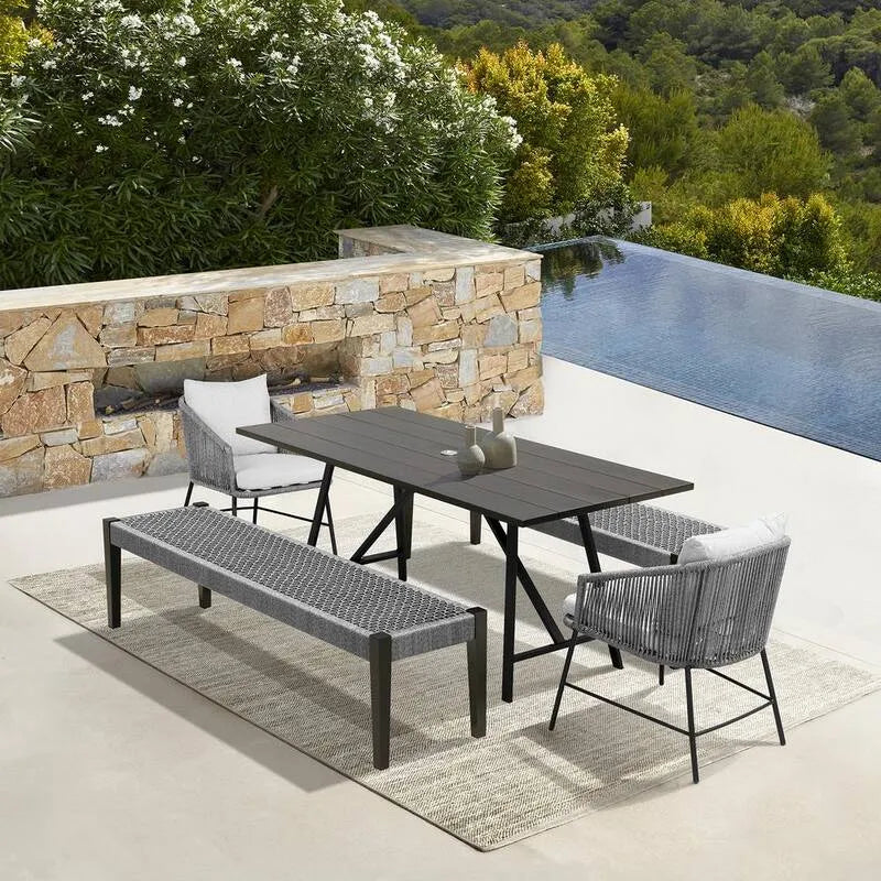 5 pezzi Set da pranzo all'aperto di Eucalyptus Wood 5 pezzi, grigio