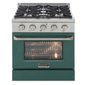 Gamma di gas, 30 pollici, 4, 2 cu. ft, Propane liquido, Cucina a convezione, Pro-stile, Verde, 4.2 cu. ft