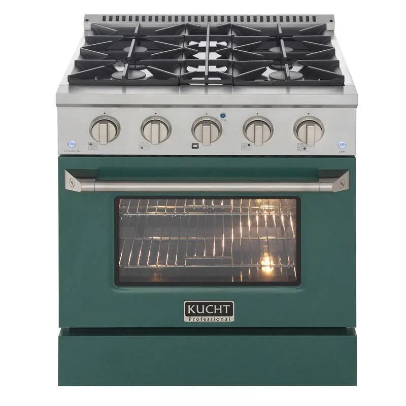 Gamma di gas, 30 pollici, 4, 2 cu. ft, Propane liquido, Cucina a convezione, Pro-stile, Verde, 4.2 cu. ft