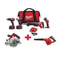 Kit Combo senza cordone di litio-ione di Milwaukee 4-utensile, 18V, 6-1/2 in., Design senza cordone, Sega circolare e soffiatore M18