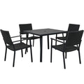 Tavolo da pranzo 5 pezzi, da esterno, Patio, Metallo, Legno
