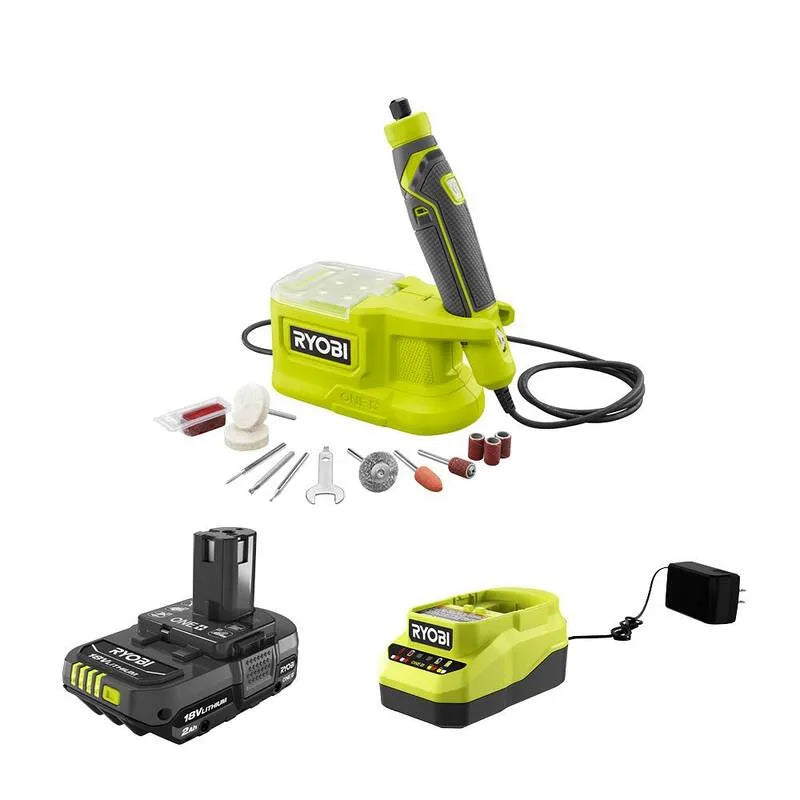 RYOBI strumento rotante di precisione senza cordone, 18V, progettazione senza cordone, 2. 0 Ah, 2.0 Ah