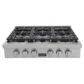 Gamma di gas, 36 in., 6 bruciatori, Acciaio inossidabile, Gas naturale, Argento