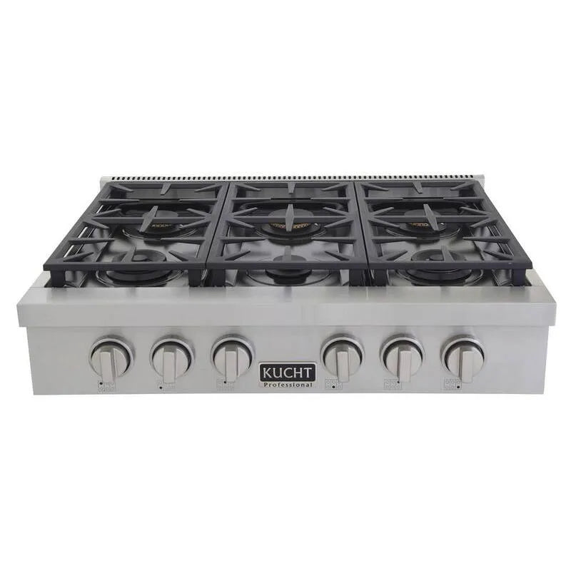Gamma di gas, 36 in., 6 bruciatori, Acciaio inossidabile, Gas naturale, Argento