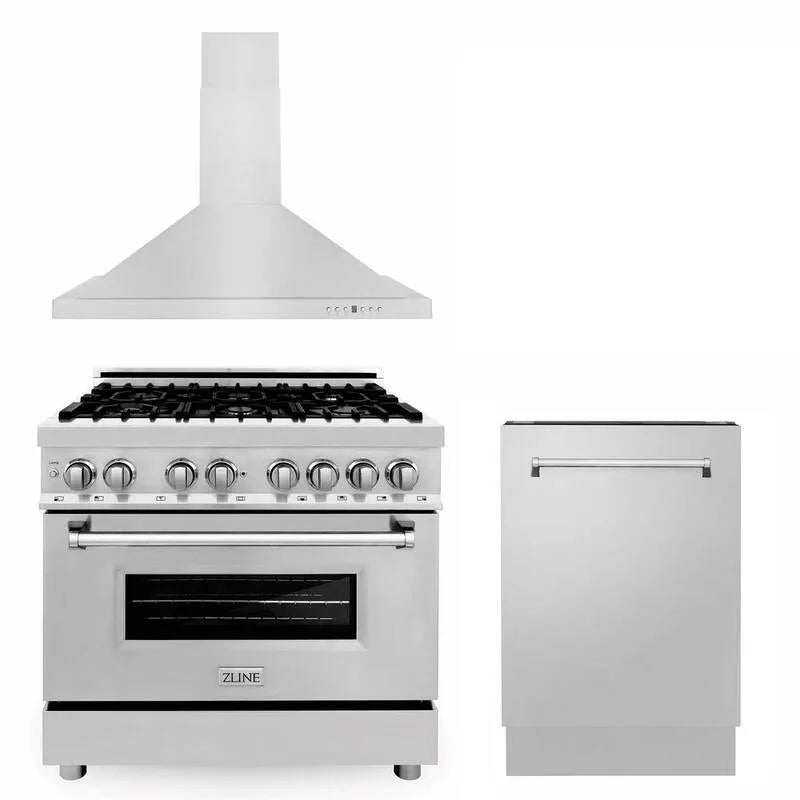 Cappa aspirante, Cappa 400 CFM Convertibile 6-Burner, Acciaio inossidabile, 36 in., 6-Burner Dual Fuel Range, e superiore controllo Lavastoviglie