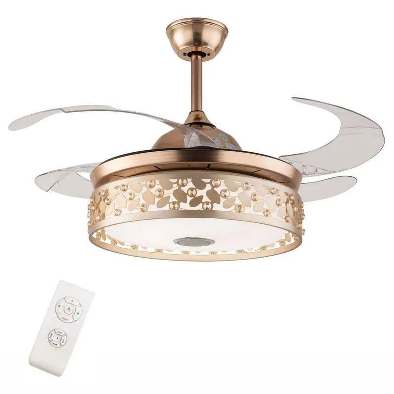 Ventilatore da soffitto, 42 pollici, da interno, con telecomando, oro, azionamento remoto