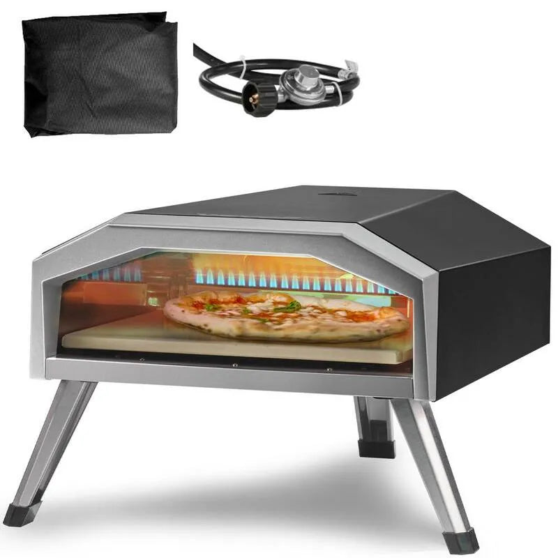 Pizza Forno all'aperto, Acciaio inossidabile, Design compatto portatile, Propane liquido, 13 pollici, Grill portatile in nero, Propane Powered