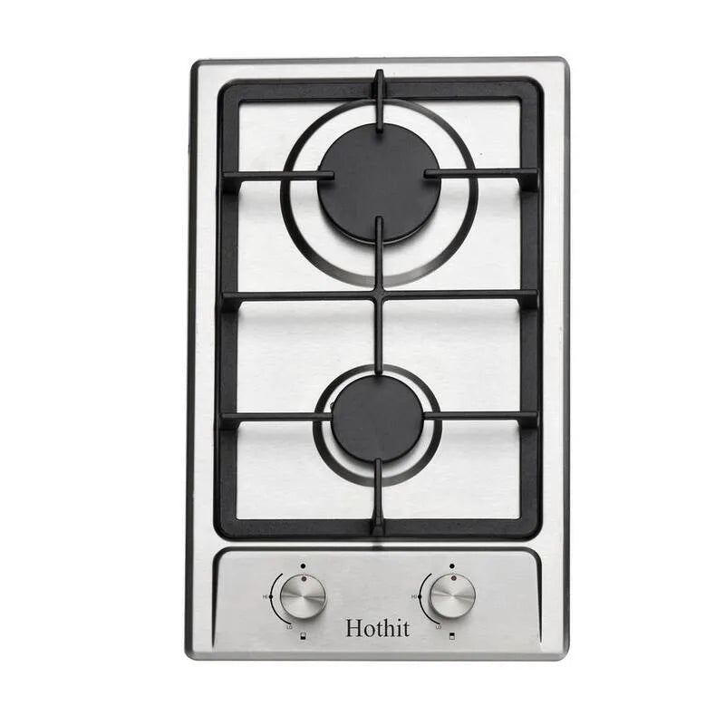 Bruciatori Gas Recessed piano cottura, 12 in., 13500 BTU, 2 bruciatori, LuxeChef, argento