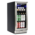 Unbranded, 120 lattine 6 bottiglie 15 pollici. Vino da 6 bottiglie incorporato e freestanding e 120 lattine bevande refrigeratore con scaffali regolabili, Nero/argento