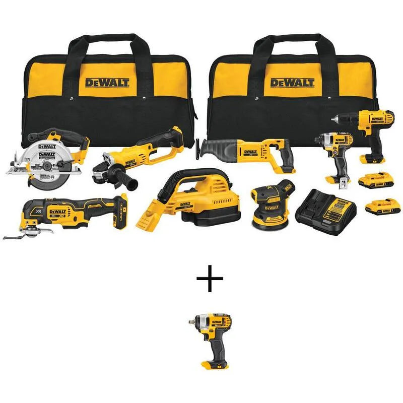 Kit Combo per utensili DEWALT 2. 0Ah, Design senza fili, 20V, 3/8 in., Chiave a Impatto, 2.0Ah