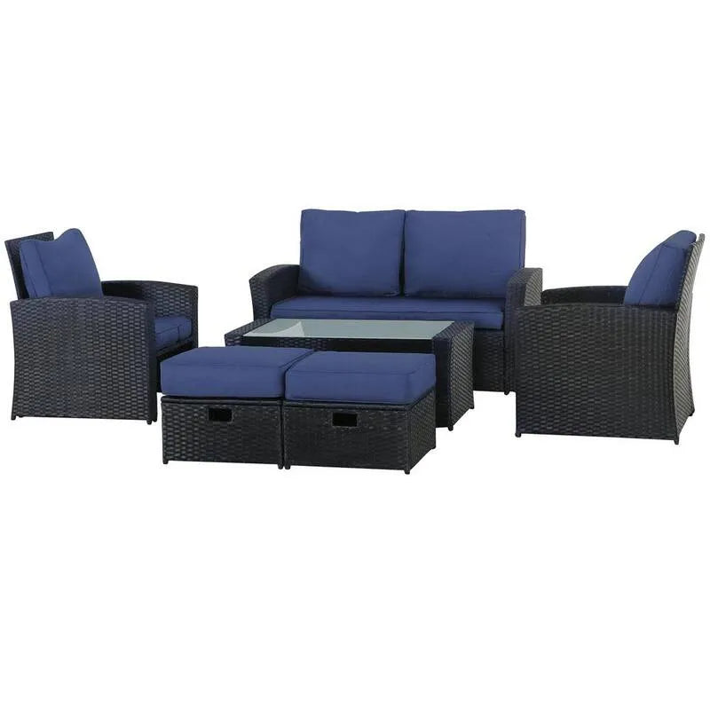 Divano sezionale, esterno, nero, patio, blu, soggiorno, Divani da esterno