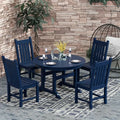 Set da pranzo all'aperto in plastica HDPE rotondo 5 pezzi, Hayes, blu