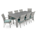 9 pezzi Set da pranzo all'aperto con rattan sintetico, Set da pranzo all'aperto con rattan sintetico e cuscini blu Sunbrella Spa