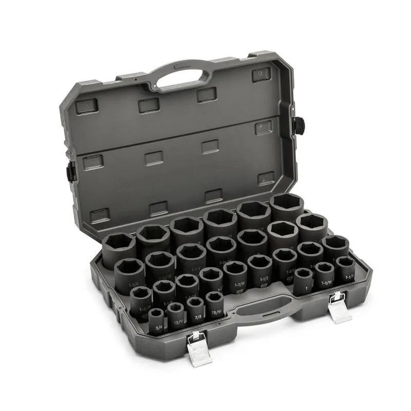 Set di presa a tenuta profonda SAE 6-Point, 4 in., 29 pezzi, 3/4 in. Drive SAE profondo set di bussole a percussione con custodia di stoccaggio