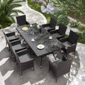 Set da pranzo all'aperto del patio del piatto 10 pezzi, 1, 5 in., 1, 5 in. Foro dell'ombrello e cuscino grigio, 1.5 in