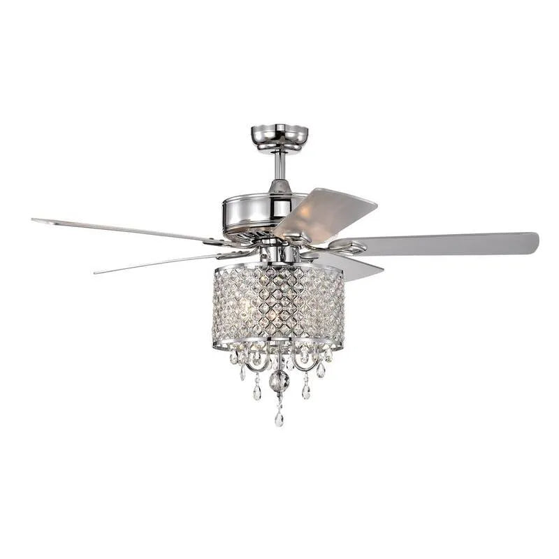 Ventilatore da soffitto E12, 52 in., da interno, Chrome, Cirgolazione dell'aria a controllo remoto