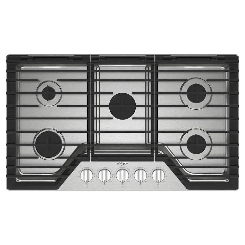 Whirlpool 5-Burners Gas piano cottura, 36 in., Acciaio inossidabile, Acciaio inox, Piani cottura a gas