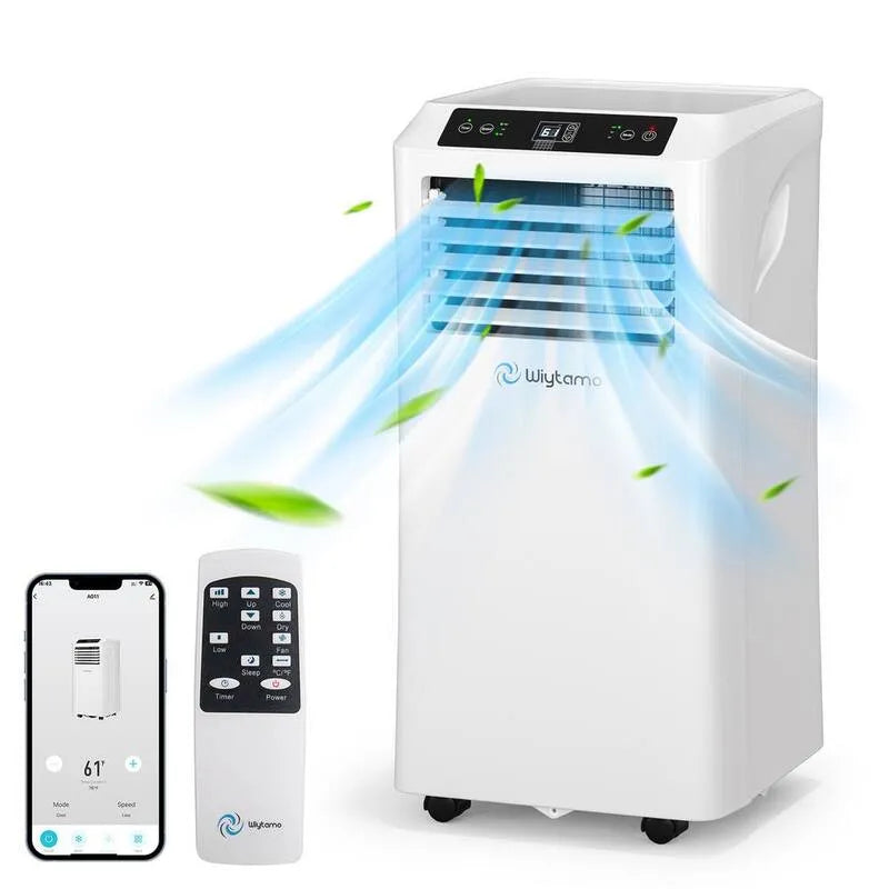 Condizionatore d'aria 6500 BTU Portable, Compact Portable Design, Wi-Fi, Telecomando e Wi-Fi in Bianco, 450 Sq. Ft, 6,500 BTU