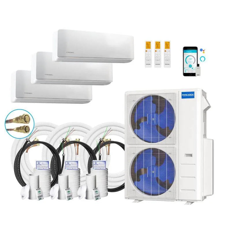 MRCOOL 4-Ton sistema mini-split senza canalizzazione, 20. 5 SEER, 48000 BTU, 66ft, 3-Zone, 12K, 18K, 48,000 BTU, 35,66ft
