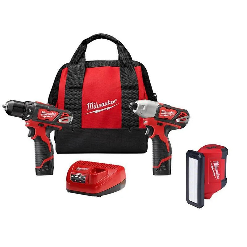 Milwaukee M12 12V Lithium-Ion 2-utensile senza cordone trapano, progettazione senza cordone, con 700 Lumen luce di inondazione