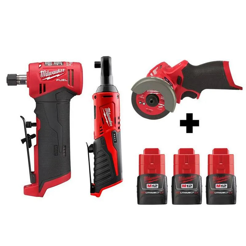 Kit Combo taglio 12V M12 di taglio di taglio di Milwaukee FUEL, 1/4 in., Design senza cordone, senza spazzole