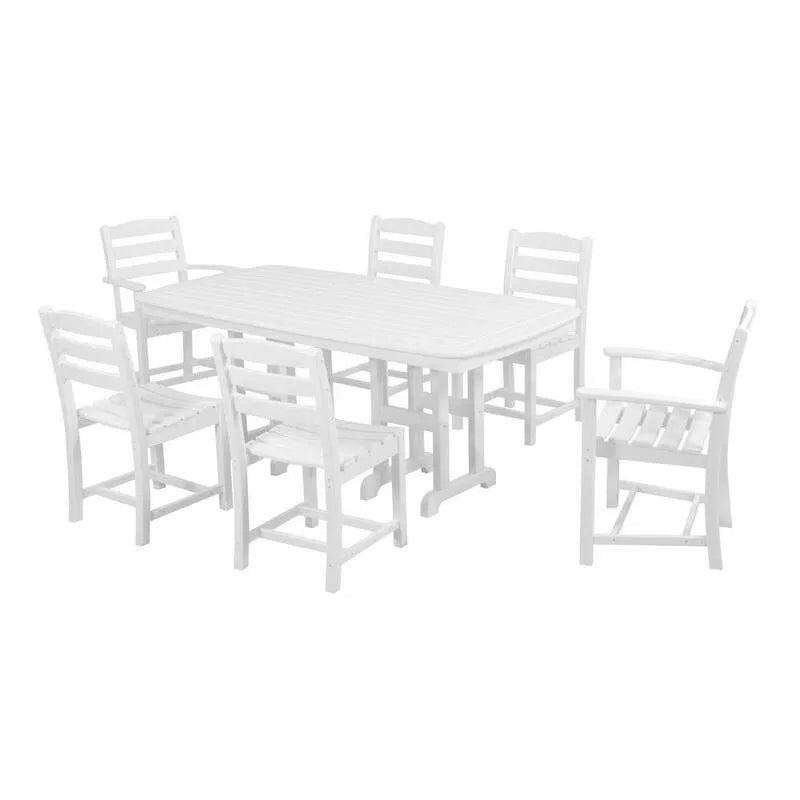 Cafe 7 pezzi plastica patio esterno Set da pranzo, La Casa bianco plastica patio esterno set da pranzo