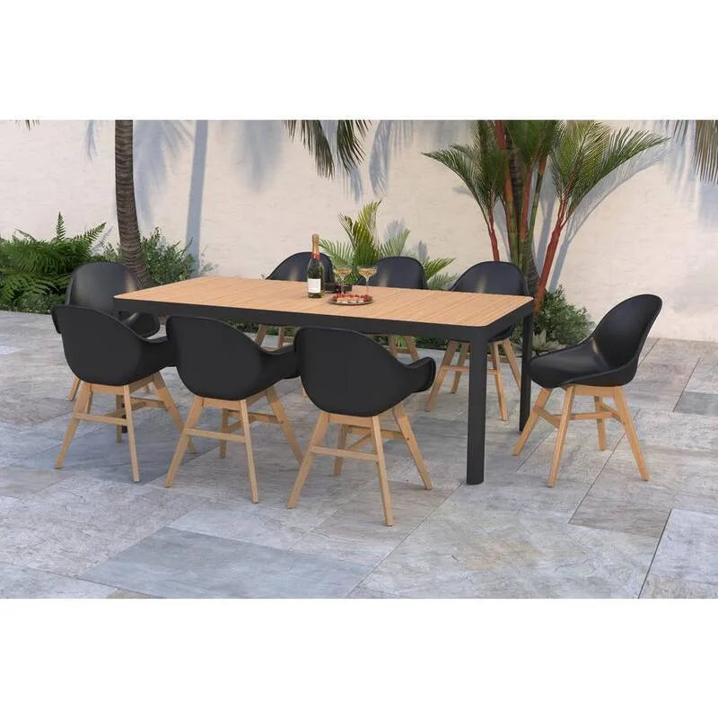 9 pezzi FSC Teak legno esterno set da pranzo 9 pezzi, porto