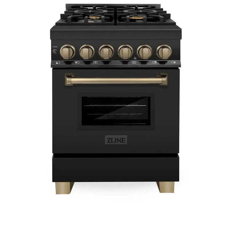 Bruciatore Dual Fuel cucina, 24 pollici, 4 bruciatore, Acciaio inossidabile, Autografo, Nero, bronzo