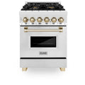 Bruciatore Dual Fuel cucina, 24 in., 4 bruciatore, Acciaio inossidabile, Autografo, Oro