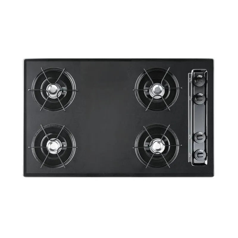Cuoco a gas, 30 in., 4 bruciatori, superficie di cottura al piano di cottura Sealed-Burner, nero, Piani cottura a gas