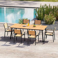Tavolo esterno Set da pranzo 7 pezzi, 82, 5 in., marrone, alluminio, 82.5 in