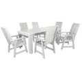 Set da pranzo all'aperto rettangolare in plastica riciclato 7 pezzi, Meteoly, Bianco