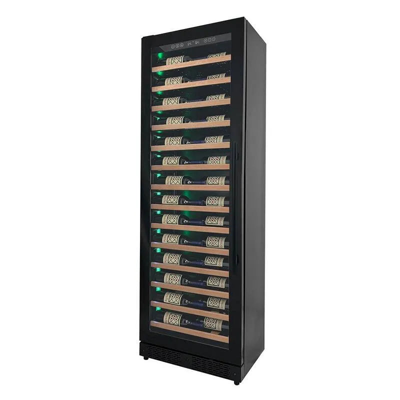 67 bottiglie, 71 in. formato alto Singola Zona Cerniera Sinistra Cantina Digitale Unità di raffreddamento in nero con Mensole Frontali di Legno, 71 in.