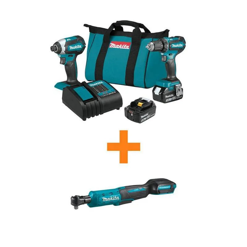 2 pezzi Kit Makita Combo 2 pezzi, Design senza cordone, 18V, 3/8 in., 4 in., 3. 0Ah, senza spazzole, 3.0Ah