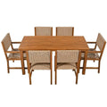 Tavolo da pranzo 7 pezzi, da esterno, Patio, Marrone, Legno