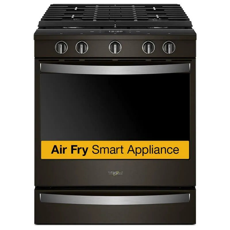 Gamma di gas di Whirlpool, 5, 8 cu. ft, quando collegato in acciaio inossidabile nero resistente alla stampa, 5.8 cu. ft