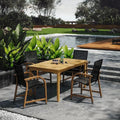 Set da pranzo rettangolare piatto patio 5 pezzi, Bahamas, Eucalyptus legno set da pranzo rettangolare patio