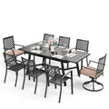 Set da pranzo all'aperto in metallo per pezzi 9 pezzi, Beige, Set da pranzo da esterno